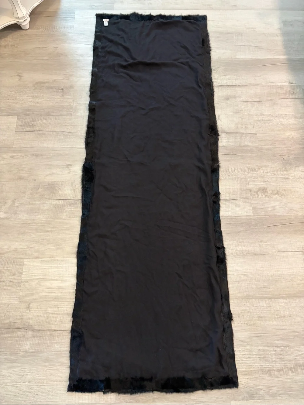 Agnona Rare Unique Black Goat Hair Fur Stole Cashmere & Silk Made in Italy